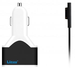 Lizone® QC 3-Ports Car Chargers for Surface Pro 3/Pro 4 Surface Book with Dual USB Ports Charge